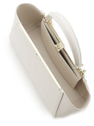 Classic Top-Handle Vintage-Inspired Leather Chain Bag in Ivory, Premium Women's Fashionable Bags, Pouches at SNIDEL USA