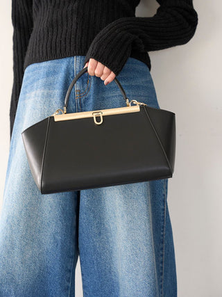 Classic Top-Handle Vintage-Inspired Leather Chain Bag in Black, Premium Women's Fashionable Bags, Pouches at SNIDEL USA