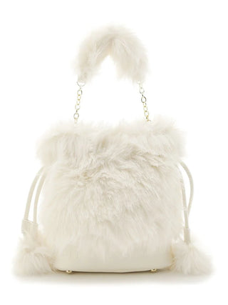 SNaMON Fluffy Faux Fur Shoulder Bag in Ivory, Premium Women's Fashionable Bags, Pouches at SNIDEL USA