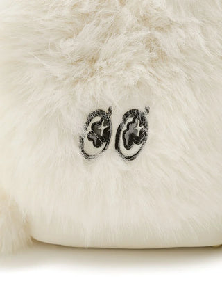 SNaMON Fluffy Faux Fur Shoulder Bag in Ivory, Premium Women's Fashionable Bags, Pouches at SNIDEL USA