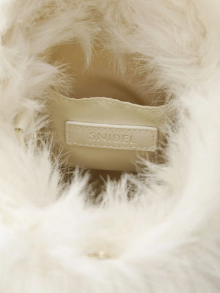 SNaMON Fluffy Faux Fur Shoulder Bag in Ivory, Premium Women's Fashionable Bags, Pouches at SNIDEL USA