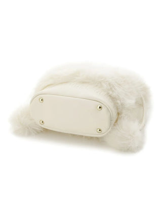 SNaMON Fluffy Faux Fur Shoulder Bag in Ivory, Premium Women's Fashionable Bags, Pouches at SNIDEL USA