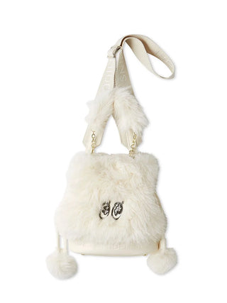 SNaMON Fluffy Faux Fur Shoulder Bag in Ivory, Premium Women's Fashionable Bags, Pouches at SNIDEL USA