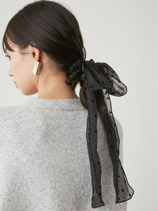 Bow Tie Hair Scrunchie in B, Premium Women's Hair Accessories at SNIDEL USA.
