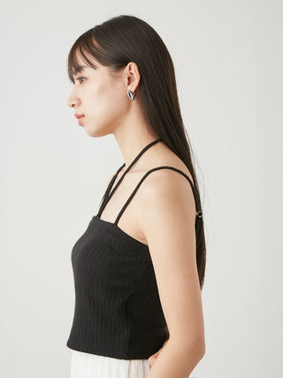 Variety Strap Ribbed Crop Top in Black, Premium Fashionable Women's Tops Collection at SNIDEL USA.