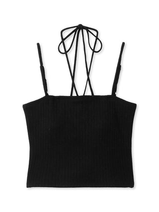 Variety Strap Ribbed Crop Top in Black, Premium Fashionable Women's Tops Collection at SNIDEL USA.
