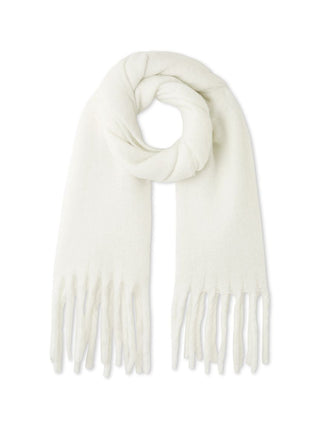 Fuzzy Oversized Scarf in White, Premium Women's Knitwear at SNIDEL USA
