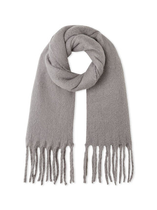 Fuzzy Oversized Scarf in Gray, Premium Women's Knitwear at SNIDEL USA