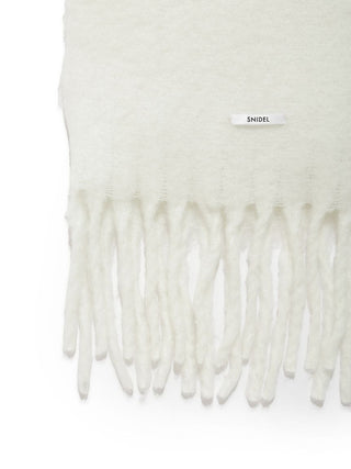 Fuzzy Oversized Scarf in White, Premium Women's Knitwear at SNIDEL USA
