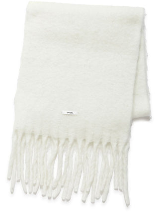 Fuzzy Oversized Scarf in White, Premium Women's Knitwear at SNIDEL USA
