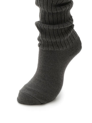 Ribbed Knit Slouchy Over-the-Calf Socks in Dark Gray, Premium Women's Socks at SNIDEL USA