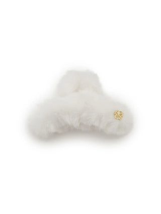 Faux Fuzzy Hair Claw in WHITE, Premium Women's Hair Accessories at SNIDEL USA.