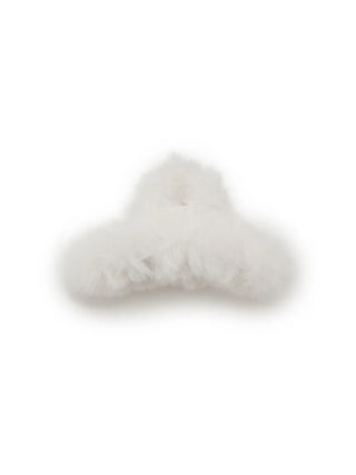 Faux Fuzzy Hair Claw in WHITE, Premium Women's Hair Accessories at SNIDEL USA.