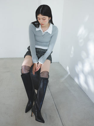 Volume Frill Sheer Socks in BLACK, Premium Women's Socks at SNIDEL USA.