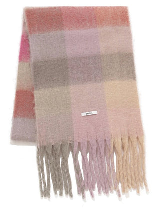 Checked Scarf in Pink, Premium Women's Knitwear at SNIDEL USA