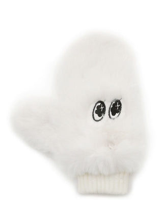 Warm Fuzzy Winter SNaMON Mittens in Ivory, Premium Women's Knitwear at SNIDEL USA