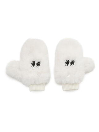 Warm Fuzzy Winter SNaMON Mittens in Ivory, Premium Women's Knitwear at SNIDEL USA