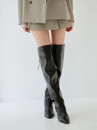 Knee High Boots Cover in Black, Premium Footwear, Shoes & Slippers at SNIDEL USA