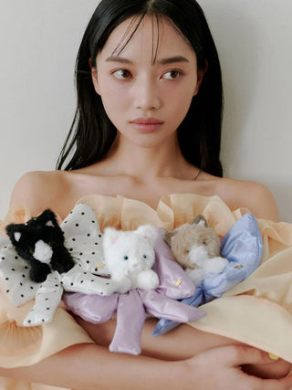 Ribbon Scrunchie with Cat Charm