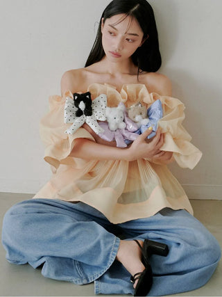 Ribbon Scrunchie with Cat Charm