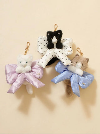 Ribbon Scrunchie with Cat Charm