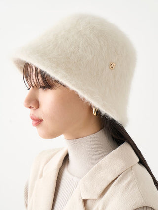Fabakeha Furry Bucket Hat in ivory, Premium Fashionable & Trendy Women's Hats & Headwear at SNIDEL USA