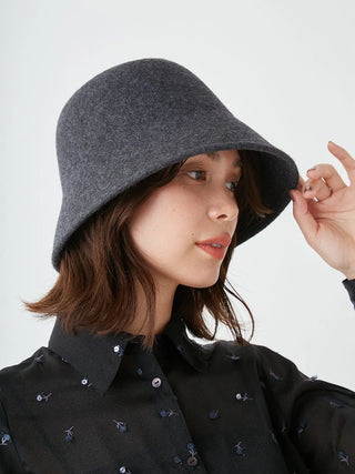 Trendy Winter Wool Bucket Hat in Dark Gray, Premium Fashionable & Trendy Women's Hats & Headwear at SNIDEL USA