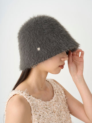 Fur Crochet Hat in Dark Gray, Premium Fashionable & Trendy Women's Hats & Headwear at SNIDEL USA