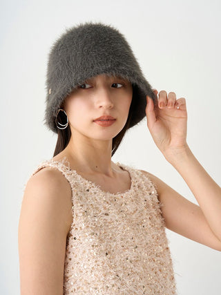 Fur Crochet Hat in Dark Gray, Premium Fashionable & Trendy Women's Hats & Headwear at SNIDEL USA