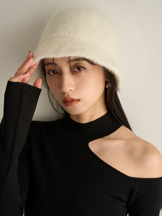 Wool Knit Hat in Ivory, Premium Fashionable & Trendy Women's Hats & Headwear at SNIDEL USA