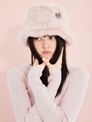 SNaMON Faux Fur Bucket Hat in Pink, Premium Fashionable & Trendy Women's Hats & Headwear at SNIDEL USA