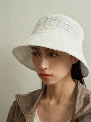 Variation Bucket Hat in White, Premium Fashionable & Trendy Women's Hats & Headwear at SNIDEL USA