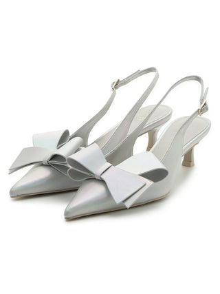 Pointed Toe Bow Slingback Heels in Mix at  Premium Footwear, Shoes & Slippers at SNIDEL USA