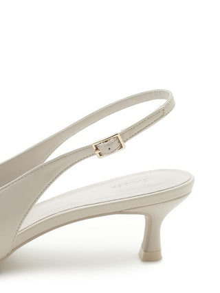 Pointed Toe Bow Slingback Heels in Beige at Premium Footwear, Shoes & Slippers at SNIDEL USA
