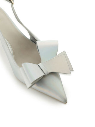 Pointed Toe Bow Slingback Heels in Mix at Premium Footwear, Shoes & Slippers at SNIDEL USA