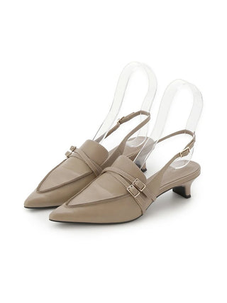 Low Heel Pointed Toe Slingback Pumps in Beige, Premium Footwear, Shoes & Slippers at SNIDEL USA