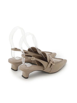 Low Heel Pointed Toe Slingback Pumps in Beige, Premium Footwear, Shoes & Slippers at SNIDEL USA