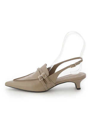 Low Heel Pointed Toe Slingback Pumps in Beige, Premium Footwear, Shoes & Slippers at SNIDEL USA