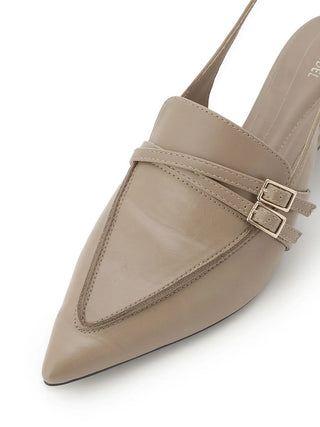 Low Heel Pointed Toe Slingback Pumps in Beige, Premium Footwear, Shoes & Slippers at SNIDEL USA