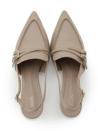 Low Heel Pointed Toe Slingback Pumps in Beige, Premium Footwear, Shoes & Slippers at SNIDEL USA