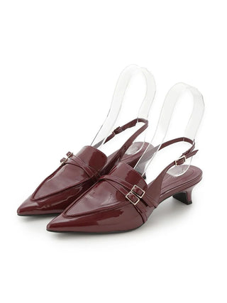 Low Heel Pointed Toe Slingback Pumps in Wine, Premium Footwear, Shoes & Slippers at SNIDEL USA