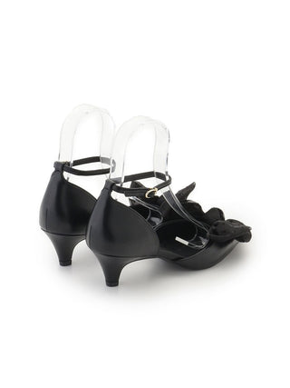 Black Bow Ankle Strap Pointed Toe Heels in Black, Premium Footwear, Shoes & Slippers at SNIDEL USA