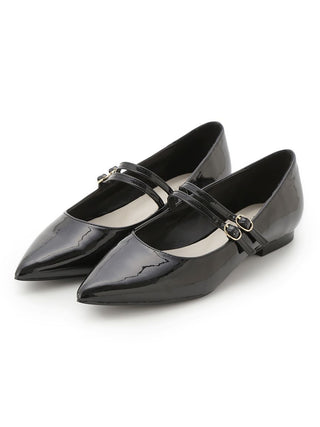 Mary Jane Classic Pointed Flats in Black, Premium Footwear, Shoes & Slippers at SNIDEL USA