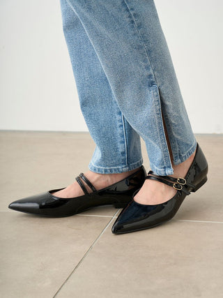 Mary Jane Classic Pointed Flats in Black, Premium Footwear, Shoes & Slippers at SNIDEL USA