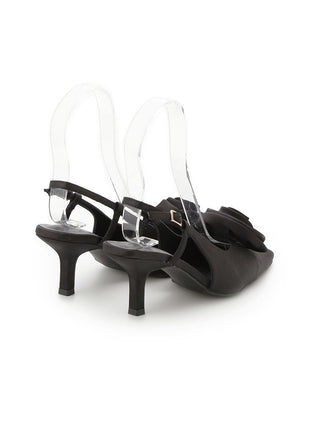 Satin Rose Kitten Heels in BLACK, Premium Footwear, Shoes & Slippers at SNIDEL USA.