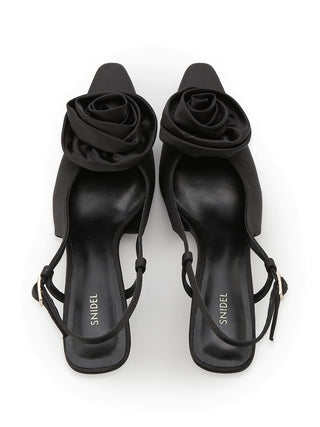 Satin Rose Kitten Heels in BLACK, Premium Footwear, Shoes & Slippers at SNIDEL USA.