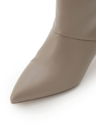 Pointed-Toe Heeled Knee-High Boots in Beige, Premium Footwear, Shoes & Slippers at SNIDEL USA