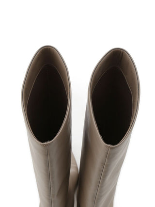 Pointed-Toe Heeled Knee-High Boots in Beige, Premium Footwear, Shoes & Slippers at SNIDEL USA