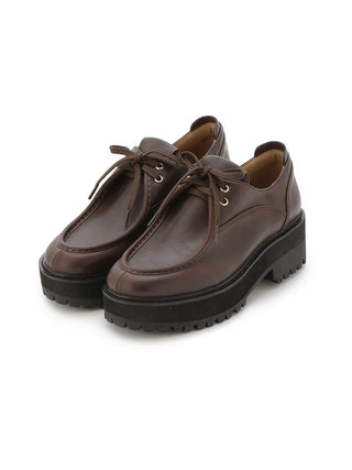 Chunky Platform Lace-Up Leather Loafers in Dark Brown, Premium Footwear, Shoes & Slippers at SNIDEL USA