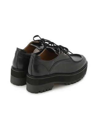 Chunky Platform Lace-Up Leather Loafers in Black, Premium Footwear, Shoes & Slippers at SNIDEL USA